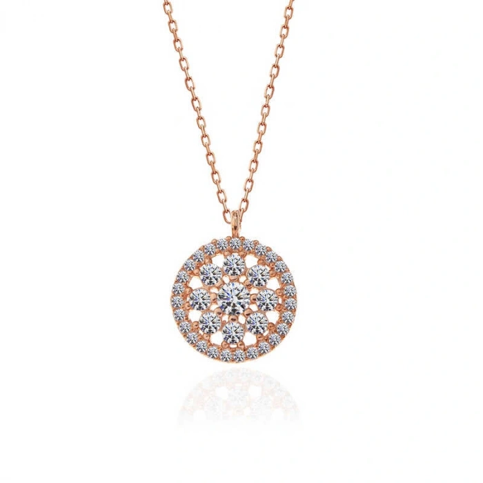 Byhodi 925 Ayar Gümüş Rose Çiçek Kadın Gümüş Kolye T7376 (599599)