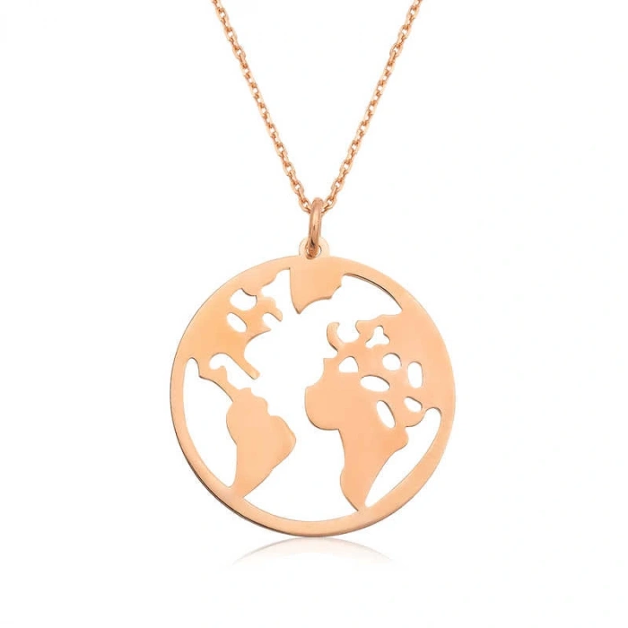 ​925 Ayar Gümüş Rose Dünya Gümüş Kolye T4194 (599599)