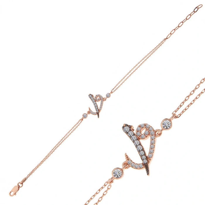 Byhodi 925 Ayar Gümüş Rose Elif Vav Kadın Bileklik T7379 (599599)