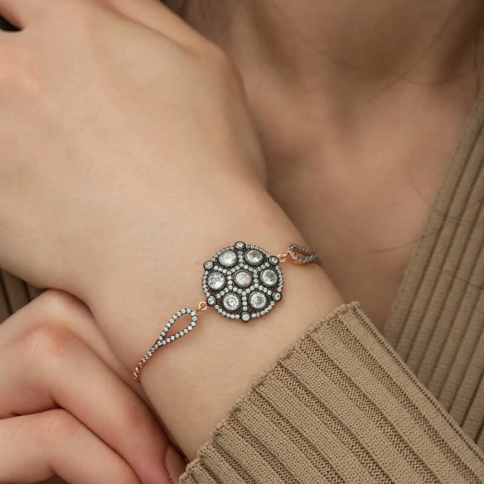 Byhodi 925 Ayar Gümüş Rose Elmas Montür Bileklik T5229 (599599)