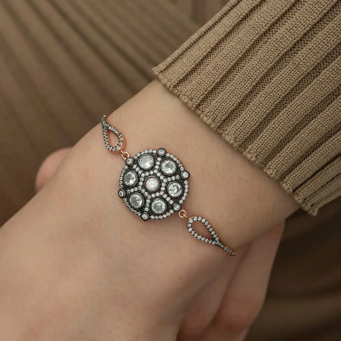 Byhodi 925 Ayar Gümüş Rose Elmas Montür Bileklik T5229 (599599)