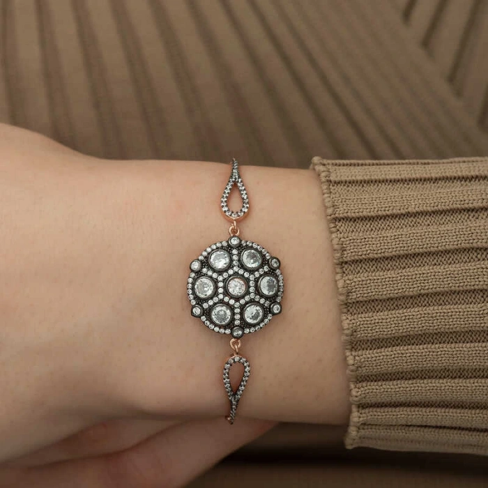 Byhodi 925 Ayar Gümüş Rose Elmas Montür Bileklik T5229 (599599)