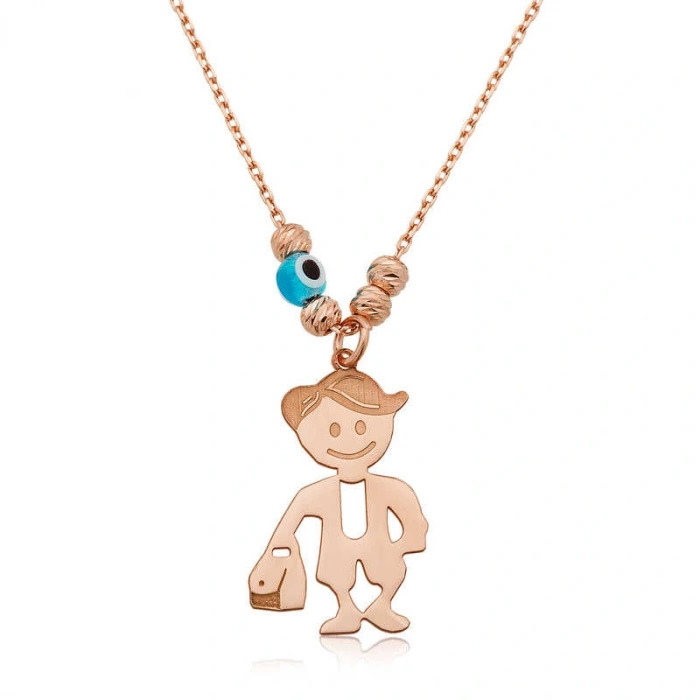 925 Ayar Gümüş Rose Erkek Çocuk Kolye T4118 (599599)