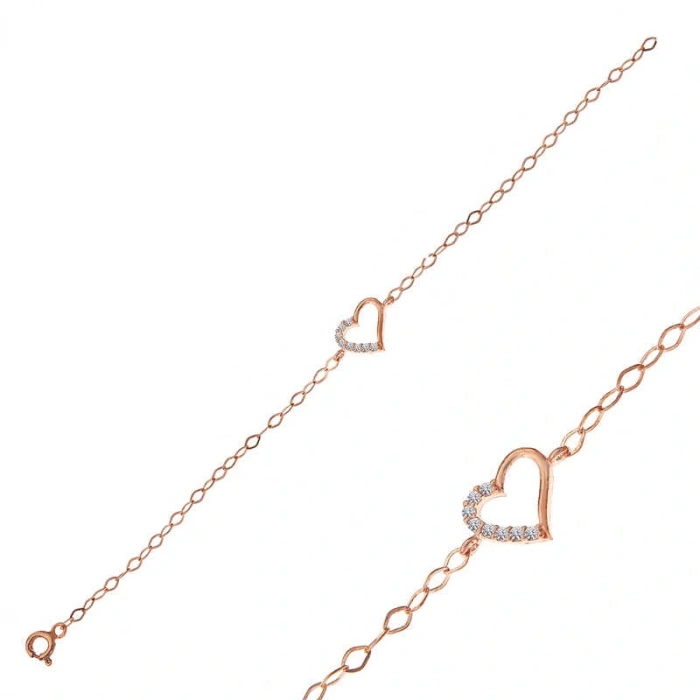 Byhodi 925 Ayar Gümüş Rose Kalp Kadın Bileklik T7381 (599599)