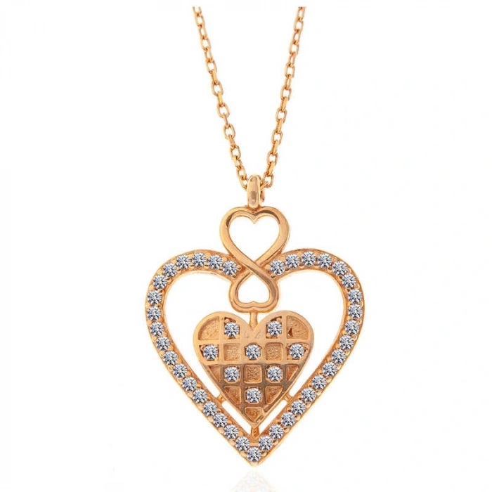 Byhodi 925 Ayar Gümüş Rose Kalp Sonsuzluk Kadın Kolye T7571 (599599)