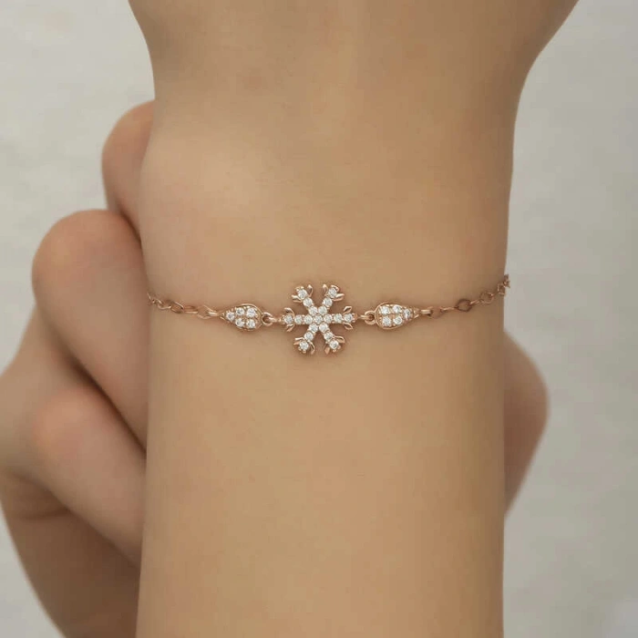 Byhodi 925 Ayar Gümüş Rose Kar Tanesi Kadın Bileklik T7195 (599599)