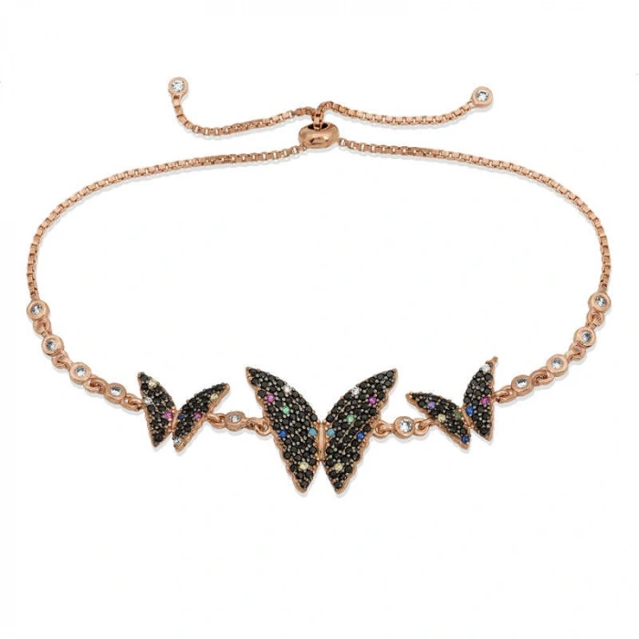 Byhodi 925 Ayar Gümüş Rose Kelebek Asansör Bileklik BR0460666 (599599)