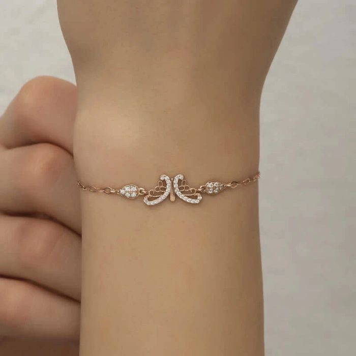 Byhodi ​925 Ayar Gümüş Rose Kelebek Kadın Bileklik T7197 (599599)