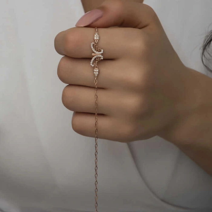 Byhodi ​925 Ayar Gümüş Rose Kelebek Kadın Bileklik T7197 (599599)