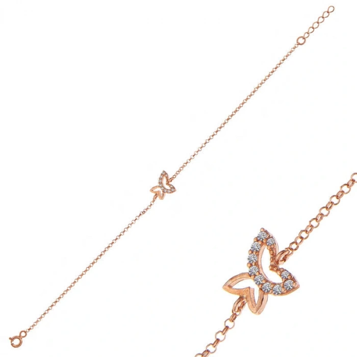 Byhodi ​925 Ayar Gümüş Rose Kelebek Kadın Bileklik T7380 (599599)