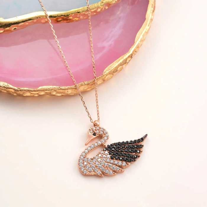 Byhodi 925 Ayar Gümüş Rose Kuğu Kadın Kolye T7954 (599599)