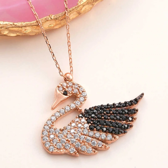 Byhodi 925 Ayar Gümüş Rose Kuğu Kadın Kolye T7954 (599599)