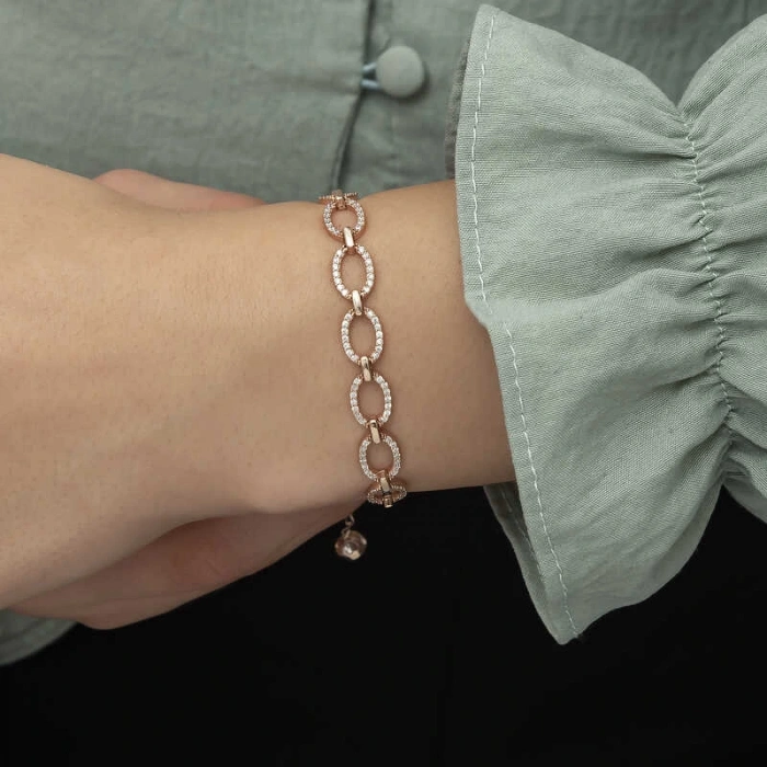 Byhodi 925 Ayar Gümüş Rose Oval Taşlı Bileklik T5853 (599599)