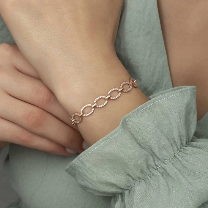 Byhodi 925 Ayar Gümüş Rose Oval Taşlı Bileklik T5853 (599599)
