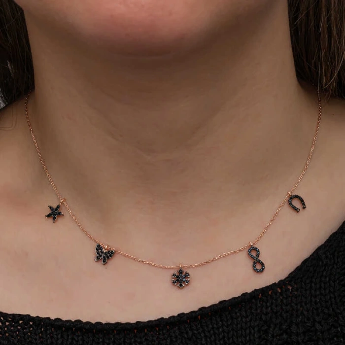 925 Ayar Gümüş Rose Şans Kadın Kolye T8664 (599599)