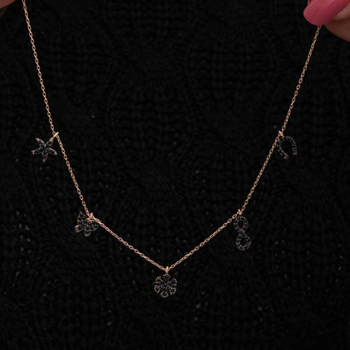 925 Ayar Gümüş Rose Şans Kadın Kolye T8664 (599599)