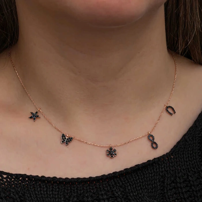 925 Ayar Gümüş Rose Şans Kadın Kolye T8664 (599599)