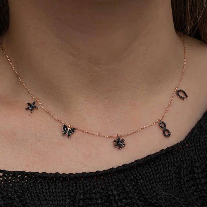 925 Ayar Gümüş Rose Şans Kadın Kolye T8664 (599599)