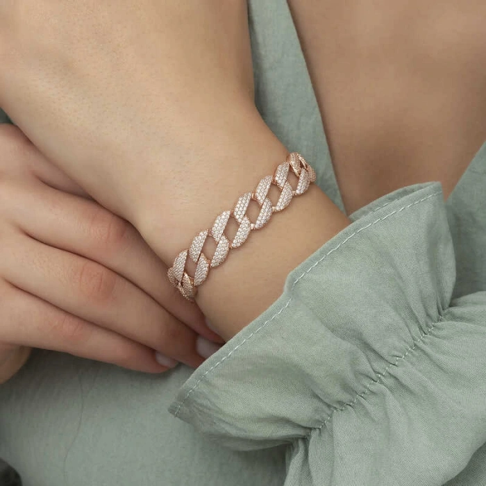Byhodi 925 Ayar Gümüş Rose Taşlı Gurmet Bileklik T5850 (599599)