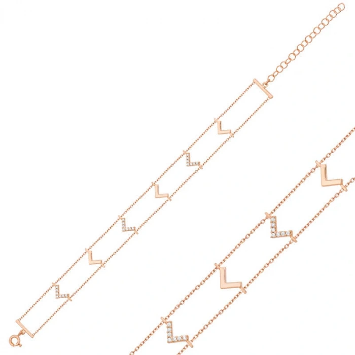 Byhodi 925 Ayar Gümüş Rose V Bileklik BR0460642 (599599)