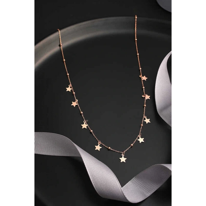 Byhodi 925 Ayar Gümüş Rose Yıldızlı Dorika Kadın Gümüş Kolye T7914 (599599)