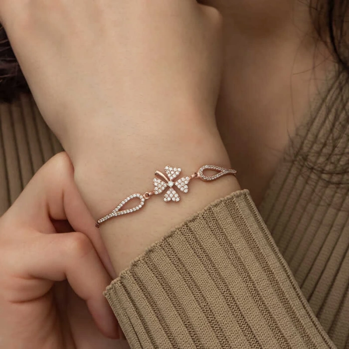 Byhodi 925 Ayar Gümüş Rose Yonca Bileklik T5244 (599599)