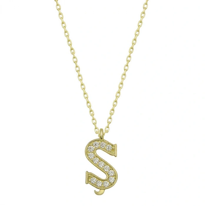 925 Ayar Gümüş Ş Harfi Kadın Gümüş Kolye T6627 (599599)