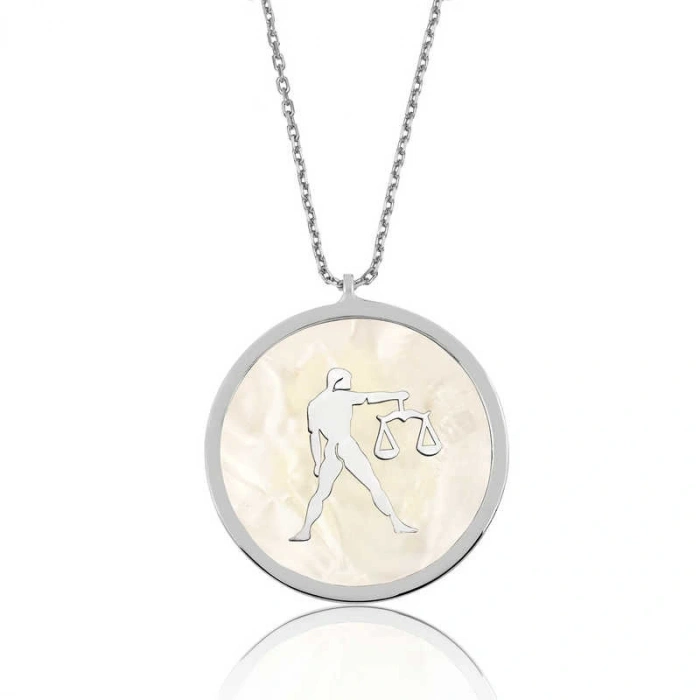 925 Ayar Gümüş Sedef Taşlı Terazi Burcu Kadın Gümüş Kolye PT2610579 (599599)