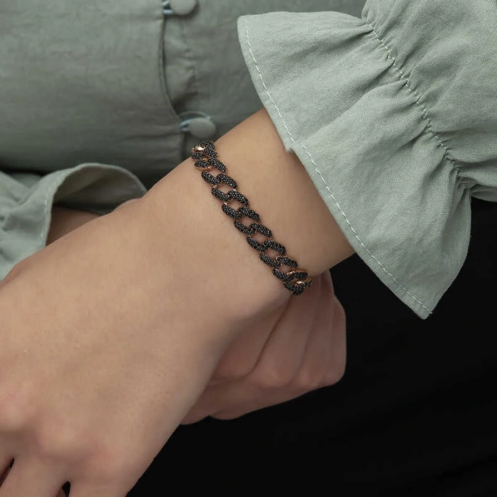 Byhodi 925 Ayar Gümüş Siyah Taşlı Gurmet Bileklik T5857 (599599)