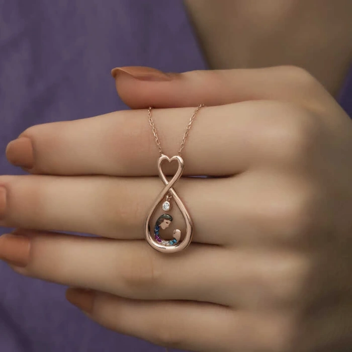 925 Ayar Gümüş Sonsuz Kalpli Anne Çocuk Kolyesi PT26109177 (599599)