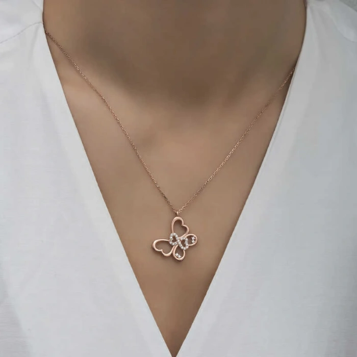 925 Ayar Gümüş Sonsuzluk Kelebek Kadın Gümüş Kolye T6594 (599599)