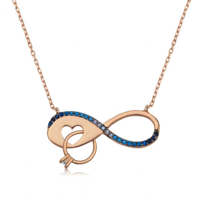 925 Ayar Gümüş Sonsuzluk Tek Taş Kadın Gümüş Kolye T4181 (599599)