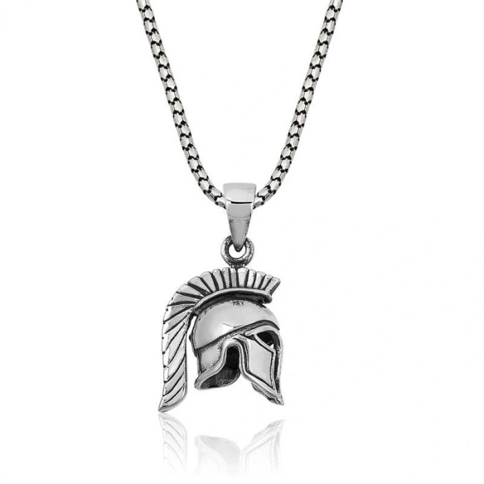 ​925 Ayar Gümüş Şovalye Miğfer Gümüş Kolye T3914 (599599)