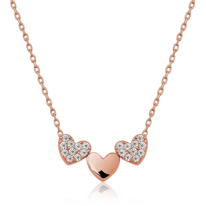 925 Ayar Gümüş Üç Kalp Kadın Gümüş Kolye T4668 (599599)