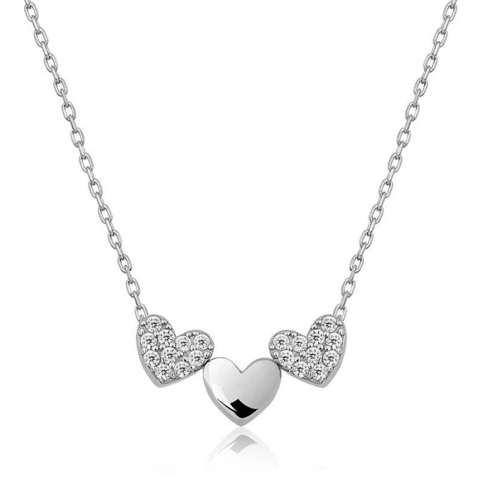 Byhodi ​925 Ayar Gümüş Üç Kalp Kadın Gümüş Kolye T4802 (599599)