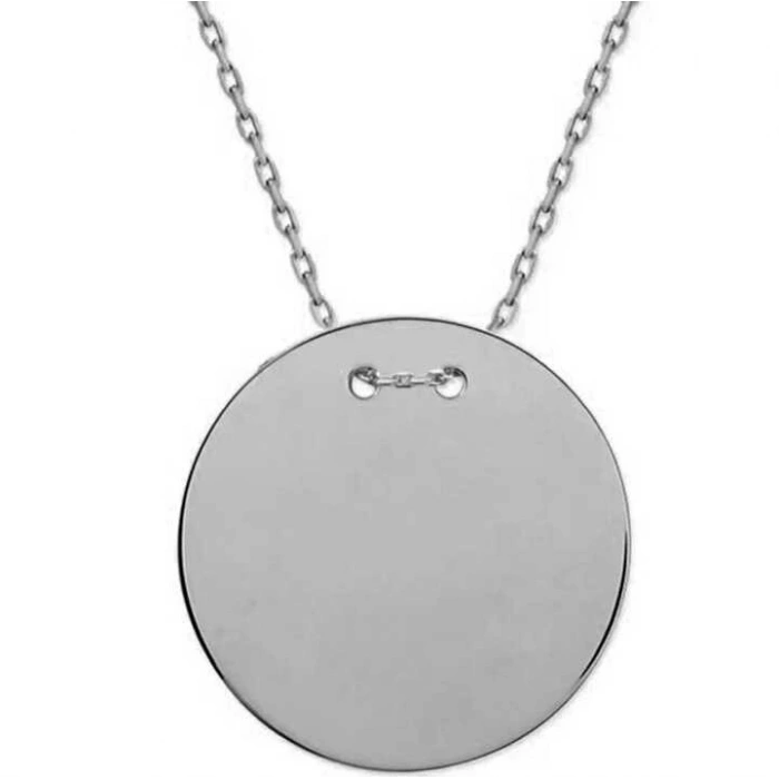 925 Ayar Gümüş Yuvarlak Plaka Kolye T7840 (599599)