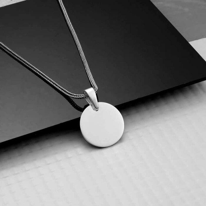 Byhodi 925 Ayar Gümüş Yuvarlak Plaka Kolye T7934 (599599)