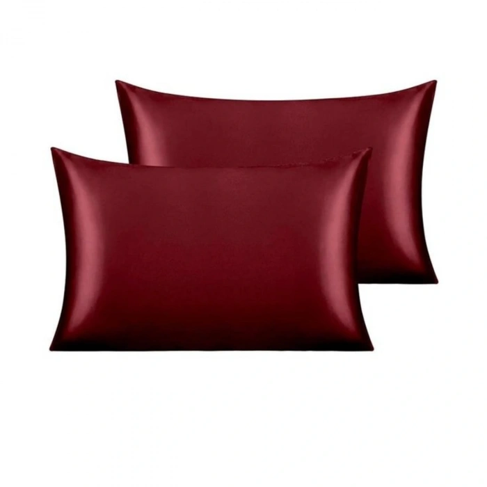 Antibakteriyel Terletmeyen İpek Saten Yastık Kılıfı 2li 50x70 Bordo