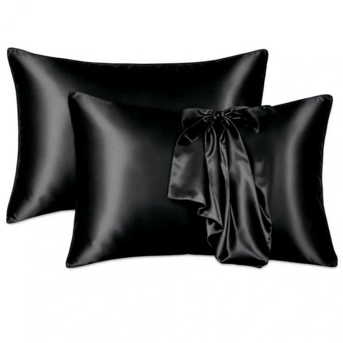 Antibakteriyel Terletmeyen İpek Saten Yastık Kılıfı 2li 50x70 Siyah