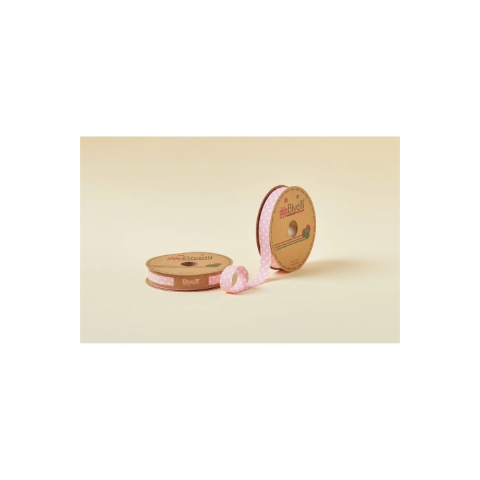 Biye Büyük Puanlı Katlı A16 Pembe 2 cm 25 Metre %65 Koton %35 Polyester