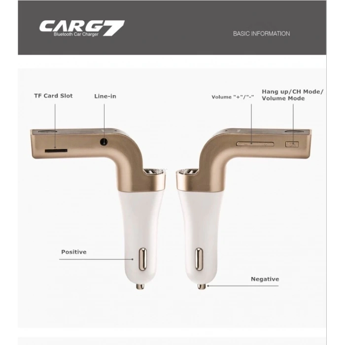 Carg7 Bluetooth Araç Fm Transmitter Usb Girişli