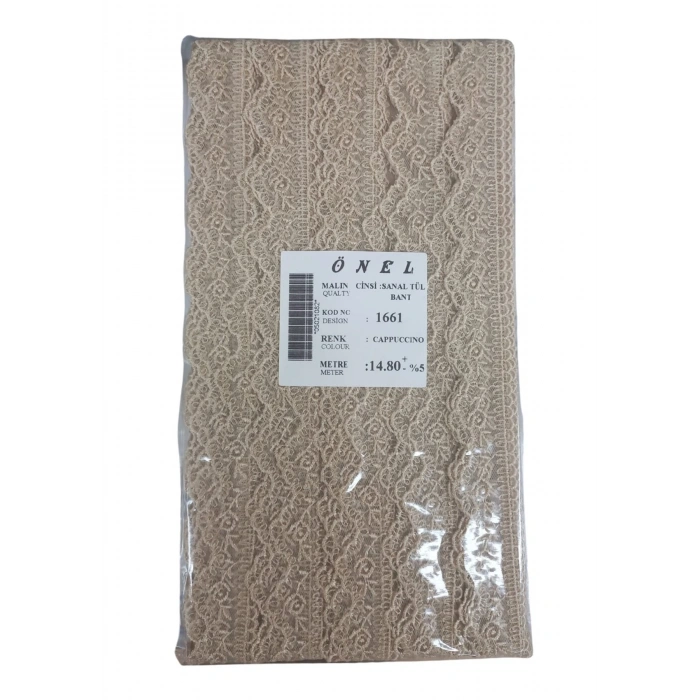 Dantel Polyester Sanal Tül Bant Cappucino 14,80 Metre En 6 cm ON-1661-C