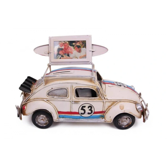 Byhodi Dekoratif Metal Araba Çerçeveli ve Kumbaralı Hediyelik (3092W) (599599)