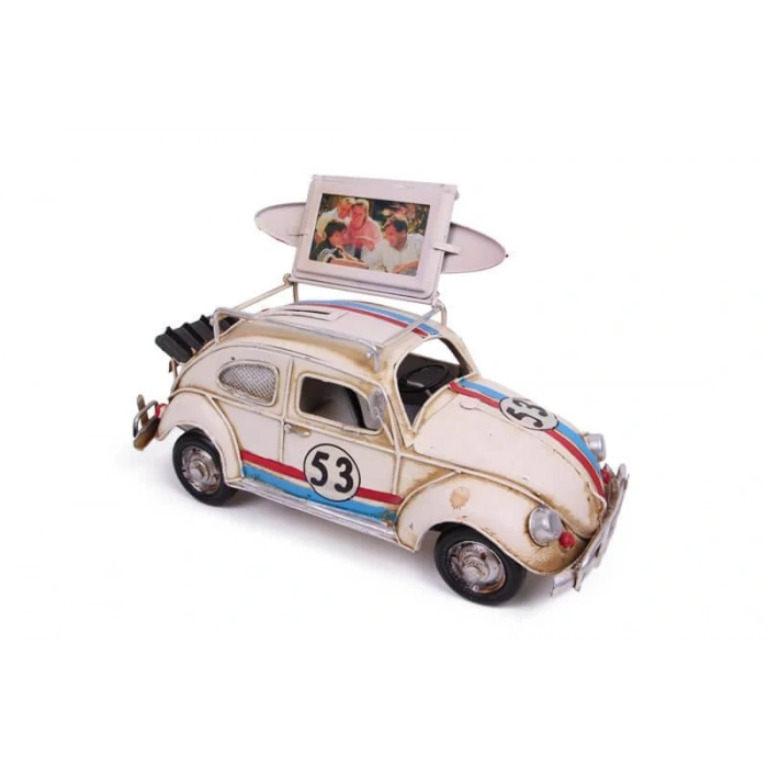 Byhodi Dekoratif Metal Araba Çerçeveli ve Kumbaralı Hediyelik (3092W) (599599)