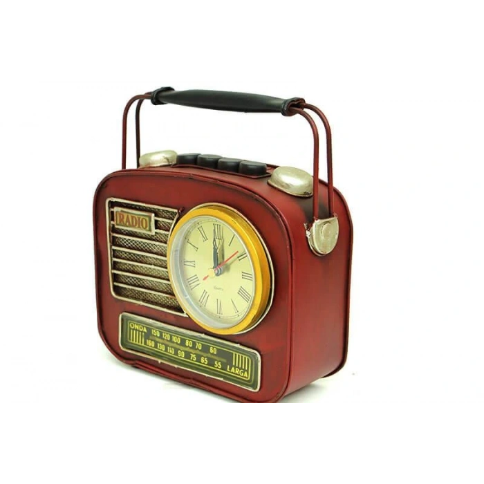 Byhodi Dekoratif Metal Radyo Saatli Kumbara Vintage Biblo Hediyelik (599599)