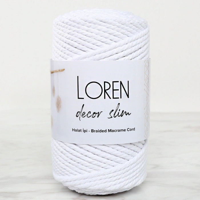 Loren Decor Slim 3 Büküm Makrome İpi Beyaz - L001