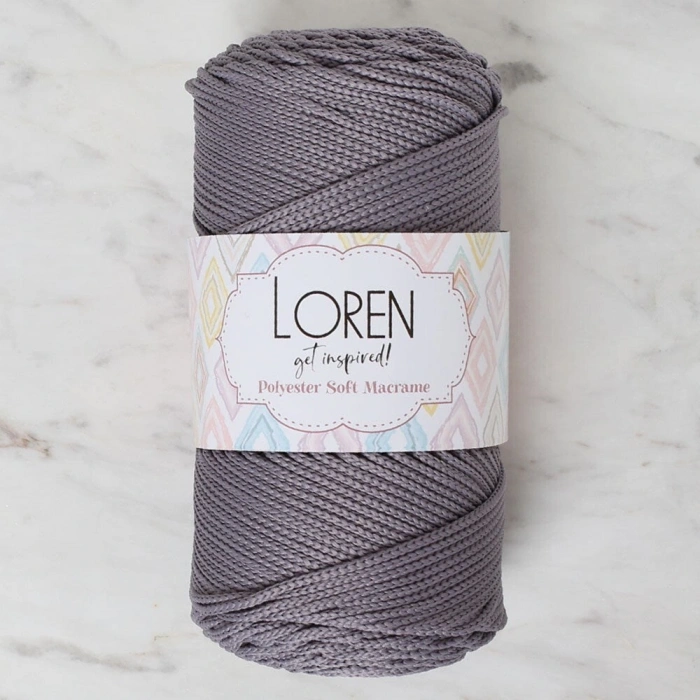 Loren Polyester Soft Macrame Gri El Örgü İpi - LM050 - 34448
