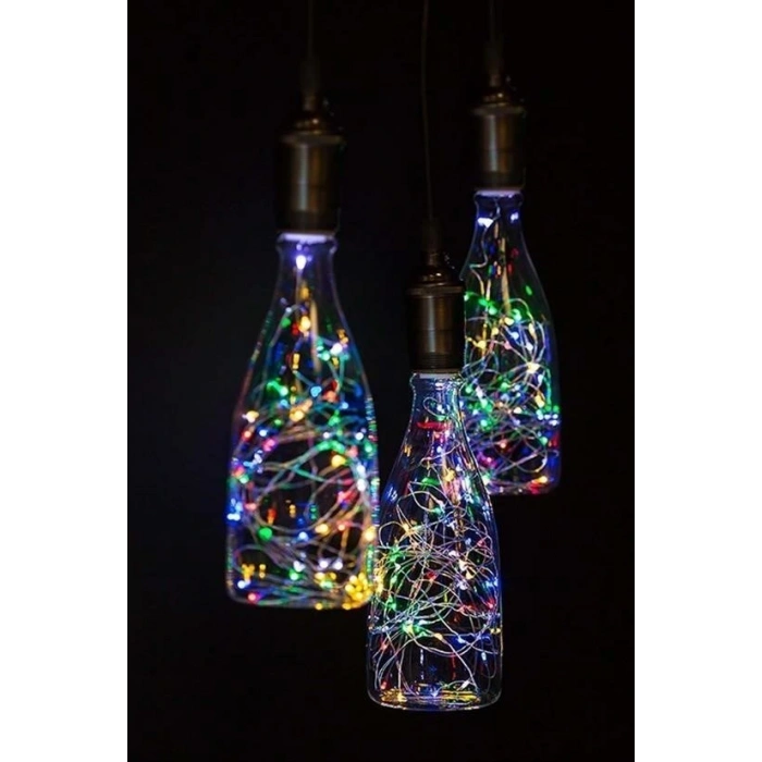 Pilli Renkli Peri Led Işık Dekoratif Aydınlatma 5 Metre RGB Led
