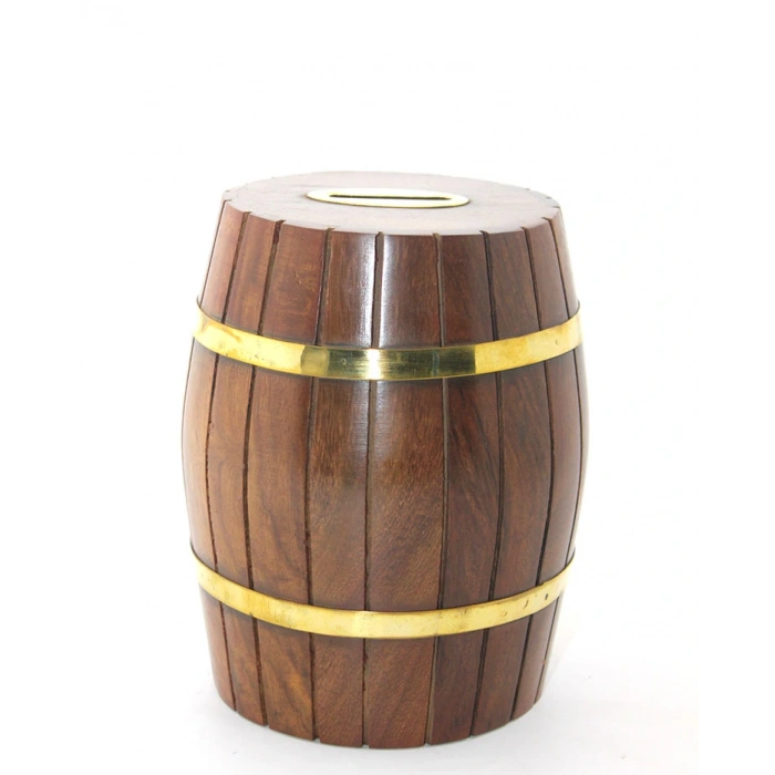 Byhodi Pirinç Ahşap Fıçı Kumbara 15 Cm (599599)