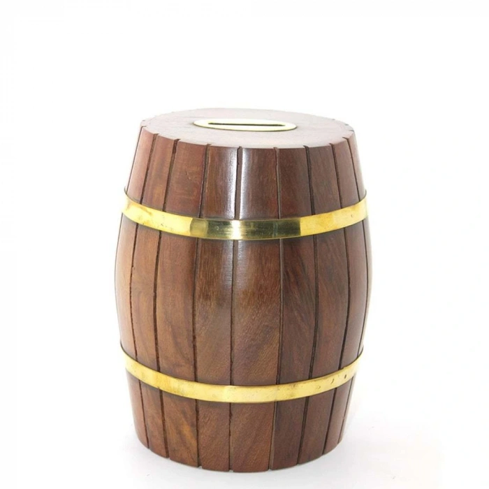 Byhodi Pirinç Ahşap Fıçı Kumbara 15 Cm (Esk-WB538) (599599)